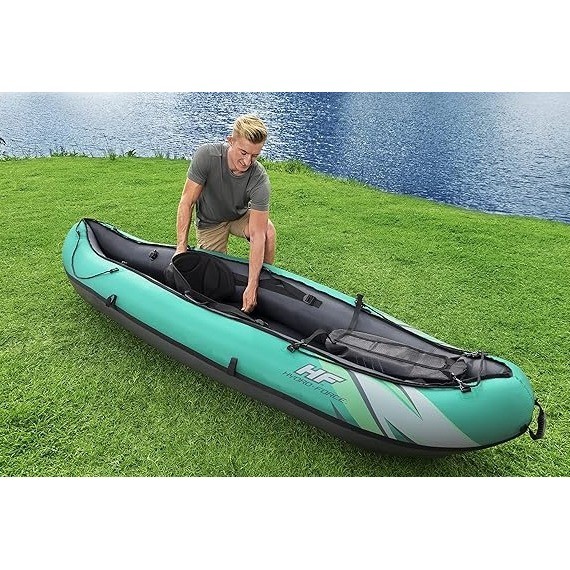 Hydro-Force Ventura Elite X1 Kayak Inflatable Set Teal Gray Paddle Pump NIB