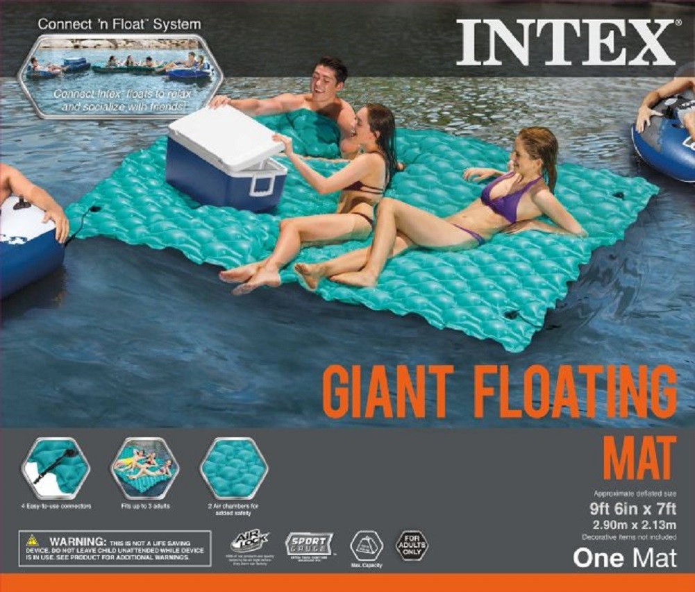 ***USEDINTEX GIANT 9.5foot INFLATABLE FLOATING WATER SWIMMING POOL LAKE MAT PLAT