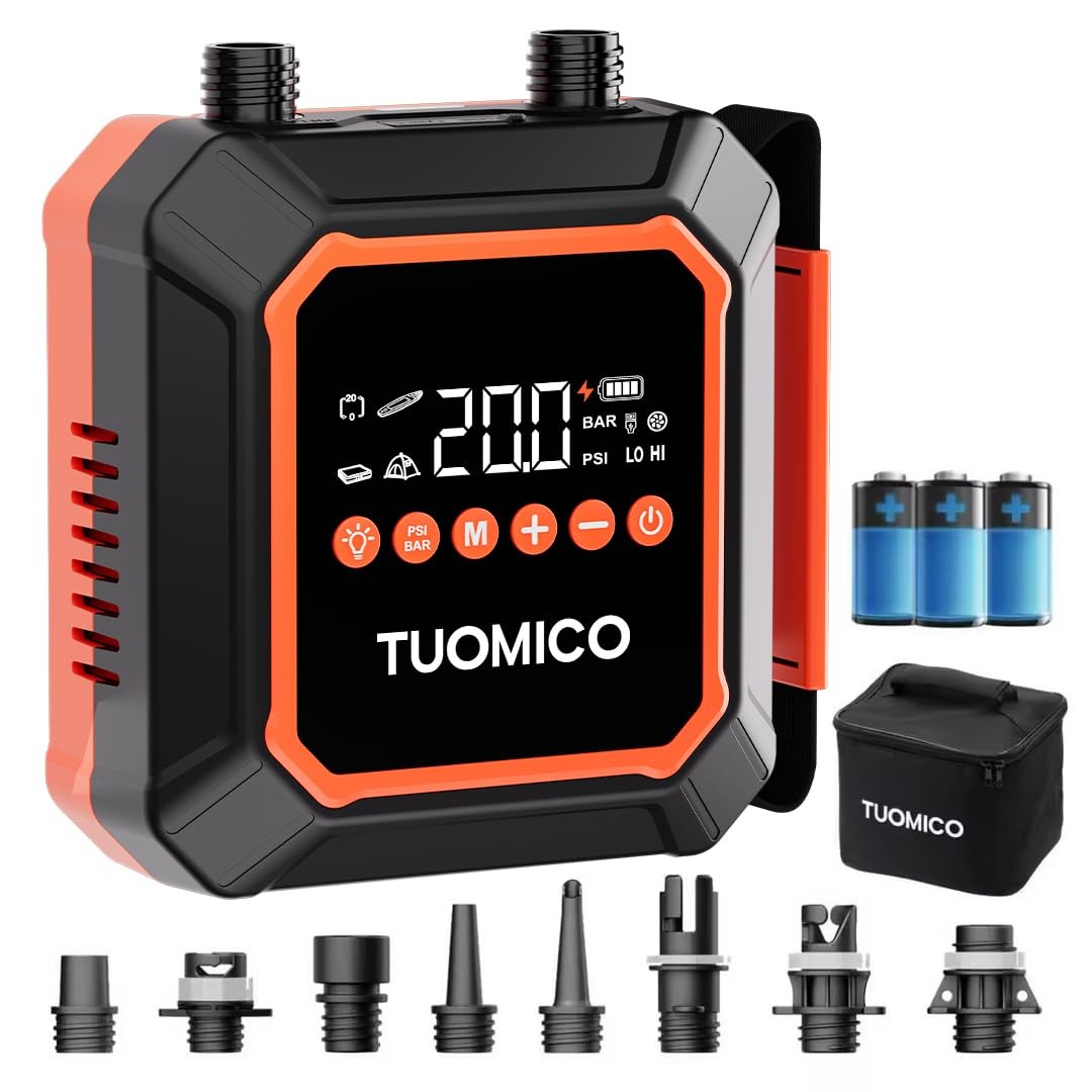 Tuomico Paddle Board Electric Pump Portable Sup Air Small, Black & Orange