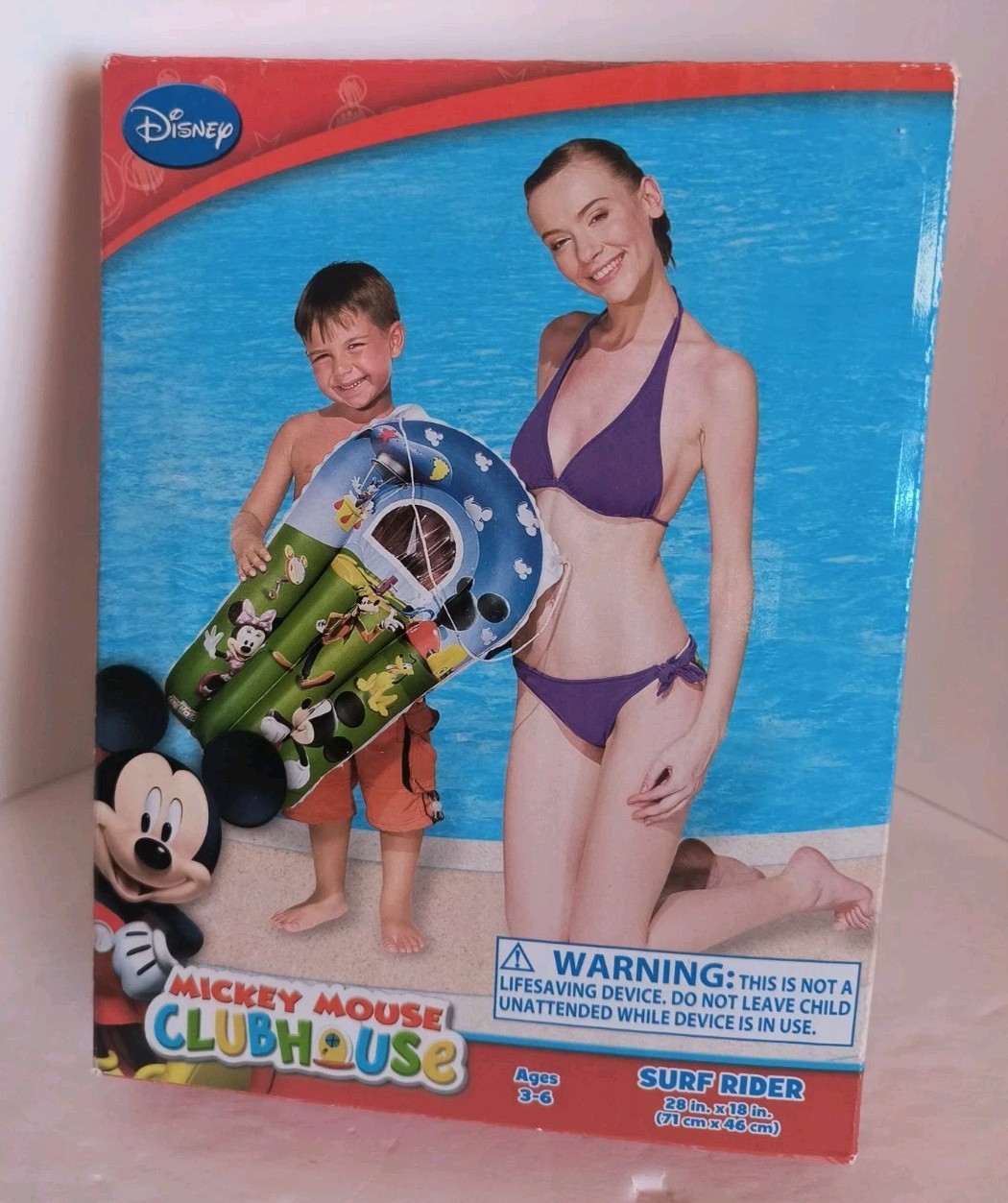 DISNEY MICKEY MOUSE CLUBHOUSE,SURF RIDER,POOL FLOAT,W/ WINDOW & TOW ROPE,KIDS 3+