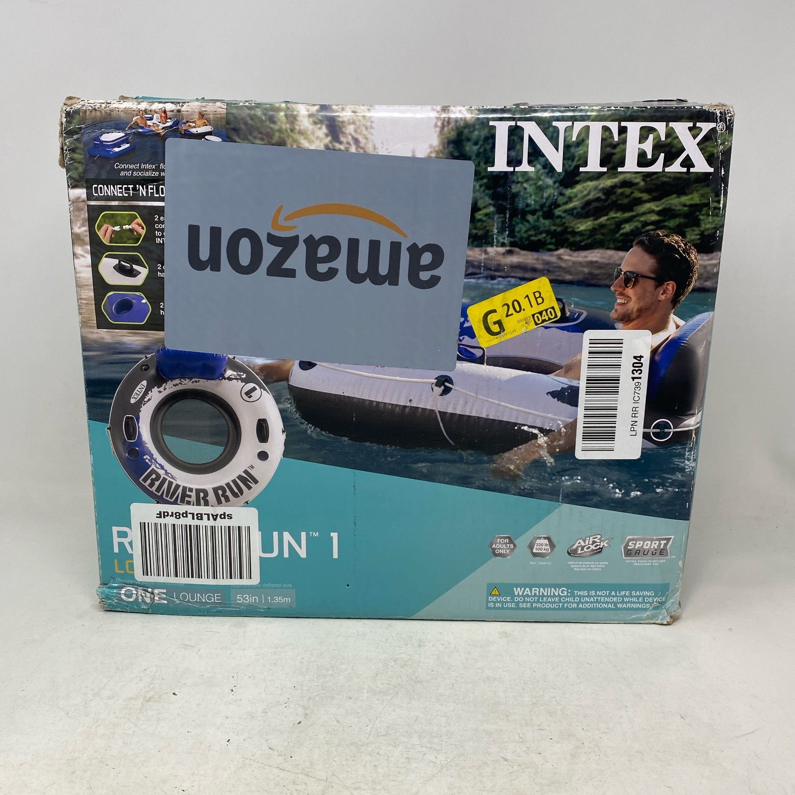 Intex River Run 1 Blue/White 53in Inflatable Tube w/ Backrest & Cups