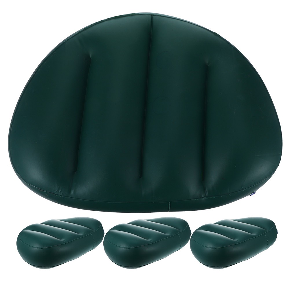 4Pcs Reusable Inflatable Boat Seat Cushions Dark Green PVC Lightweight for Kayak