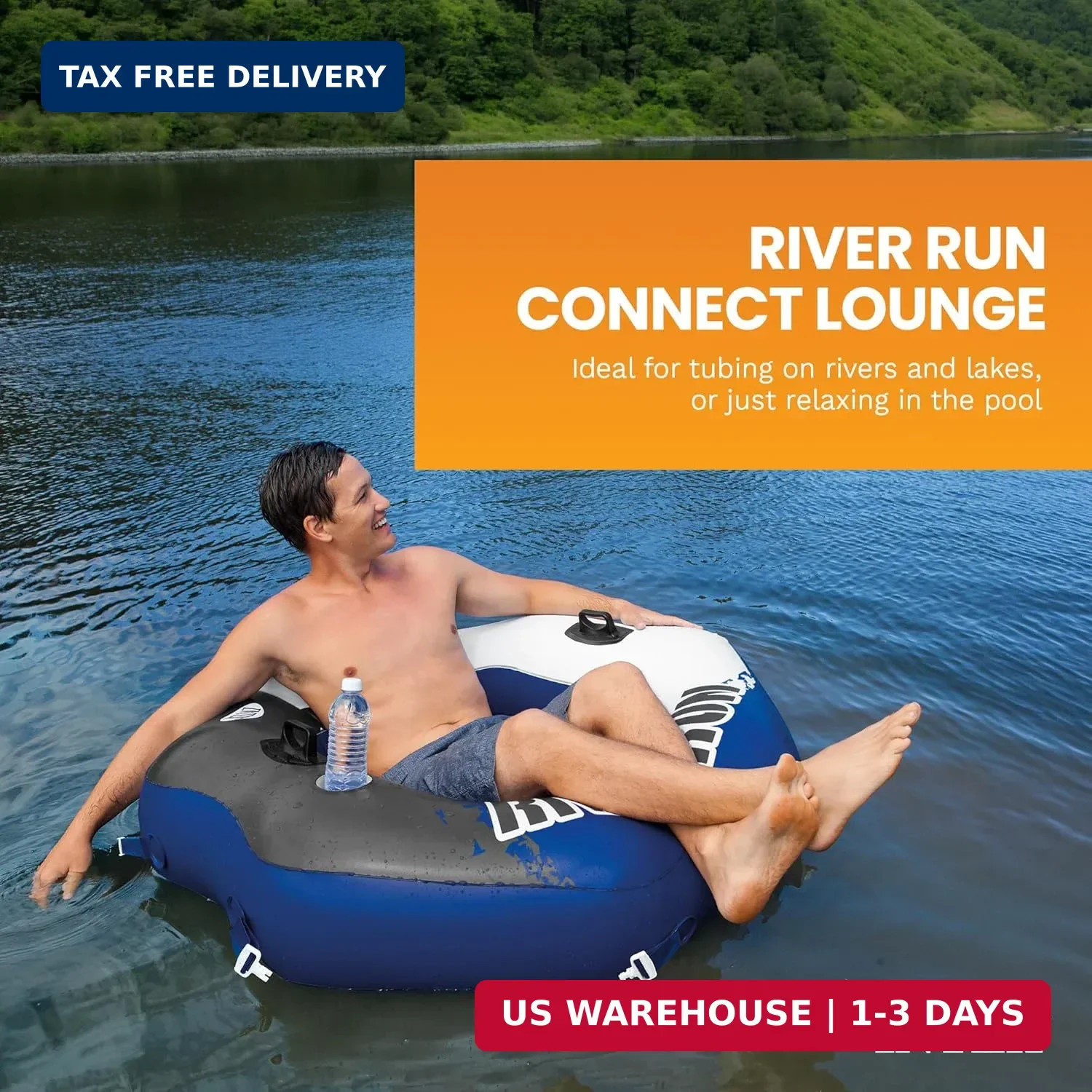 INTEX 58854EP River Run Connect Inflatable Floating Lounge: Comfortable Backrest