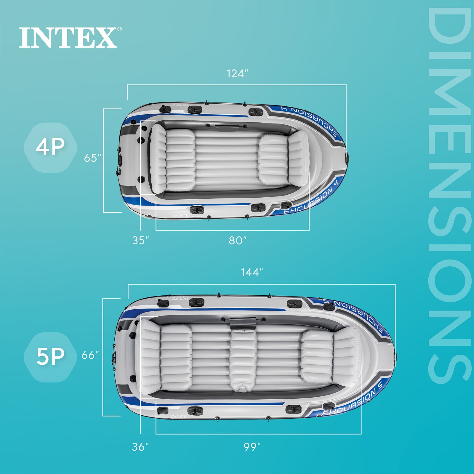 Intex Excursion 4 Inflatable River/Lake Boat Raft Set & Motor Mount Kit