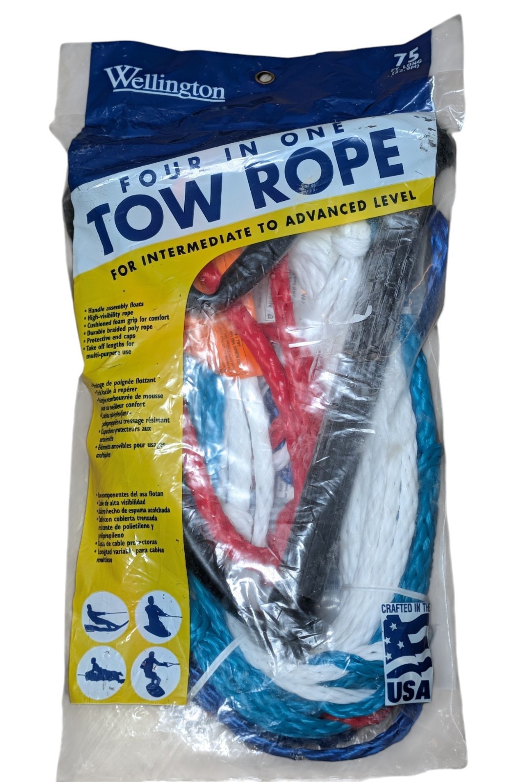 Wellington Four in One Tow Rope – 75 Ft. Long – W9164 – Water Sports – USA