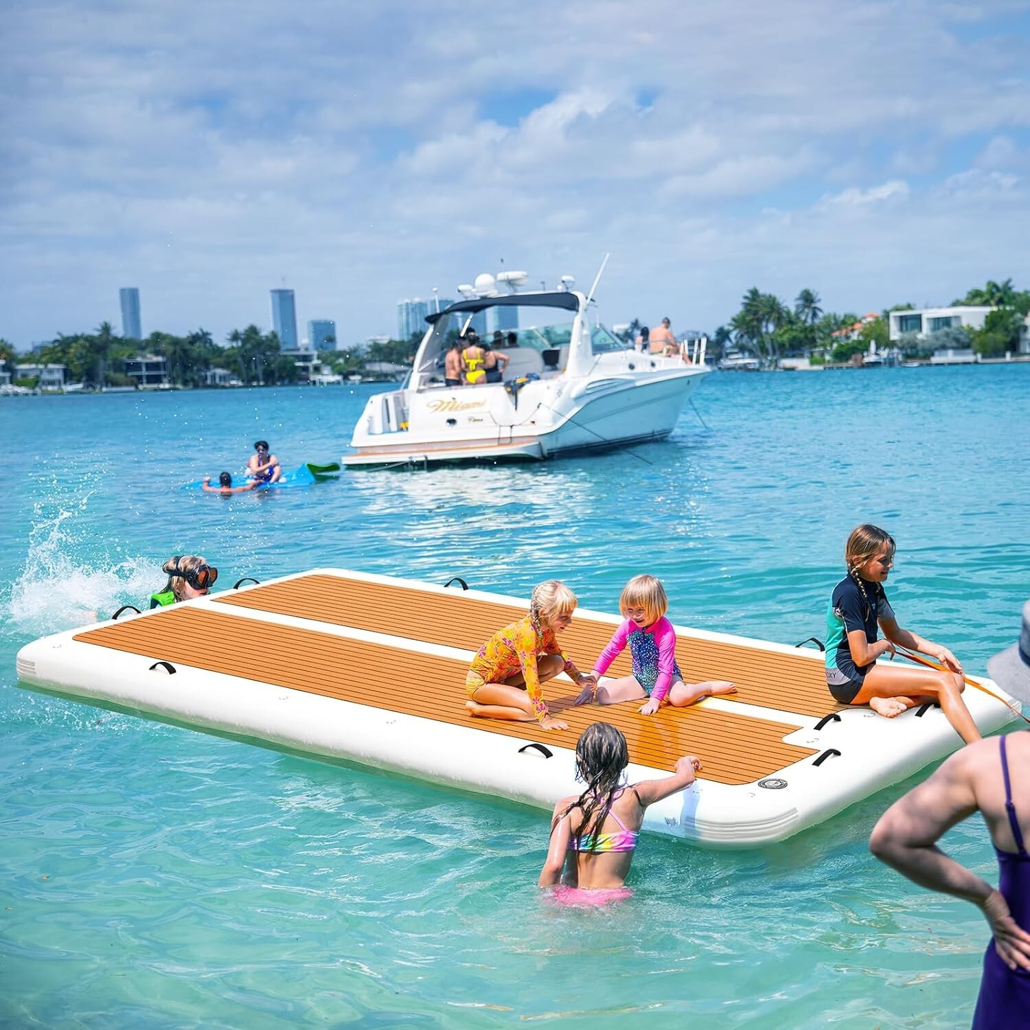 15’x6.5′ Floating Dock: Instant Party Platform for 15 Electric Pump for 1-Min