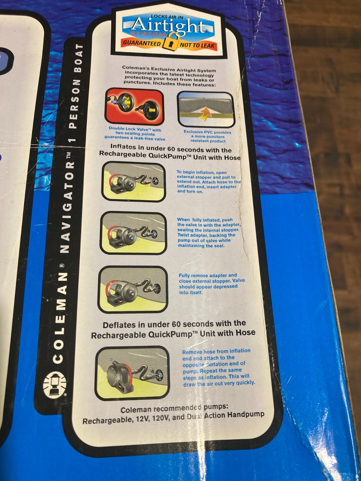 Coleman 1 Person Inflatable Boat Up To 190lbs BRAND NEW Circa 2000 SEE PICTURES