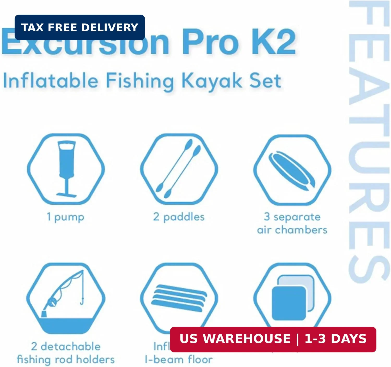 68309EP Excursion Pro K2 Inflatable Kayak Set: Includes Deluxe 86in Kayak