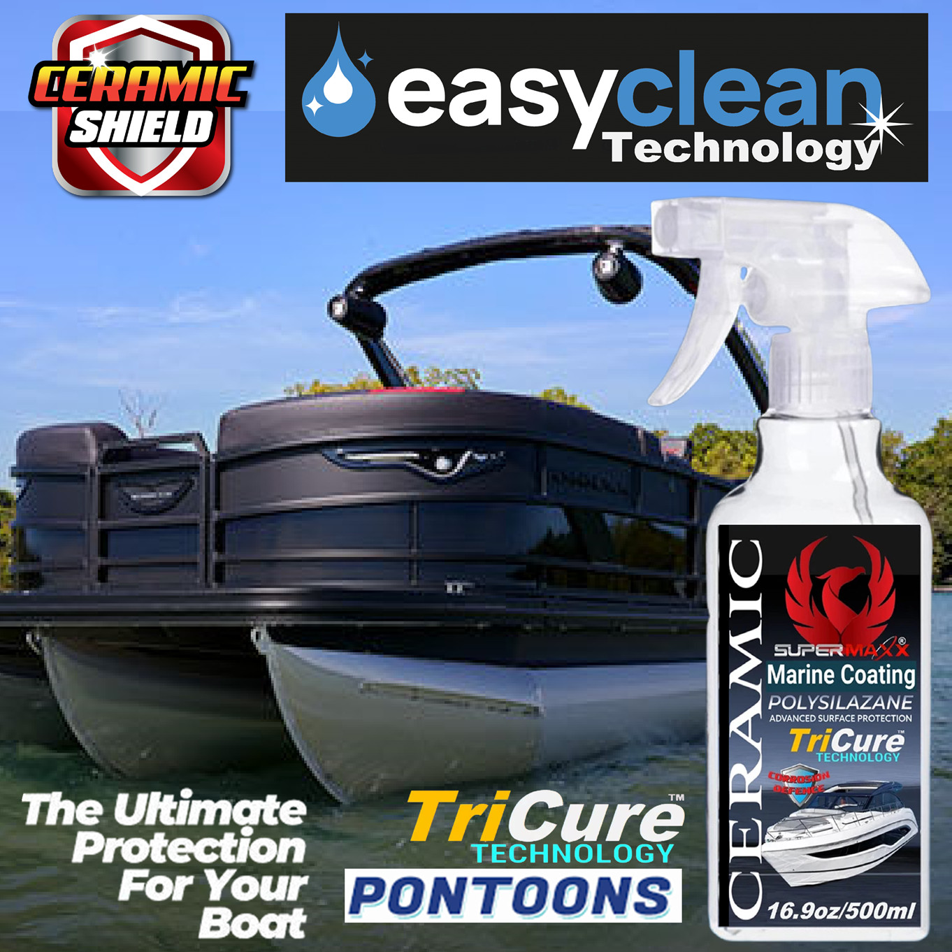 PONTOON BOAT MARINE GRADE CERAMIC COATING PROTECTION ADVANCED TRICURE TECHNOLOGY