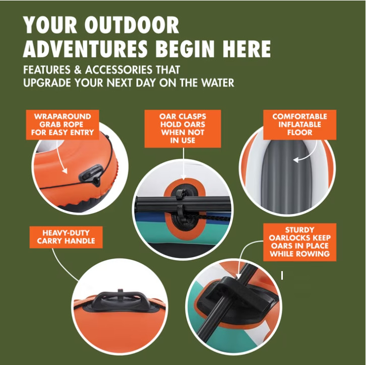 Ozark Trail 2-Person Inflatable Recreational Raft Set 6’5″ x 40″