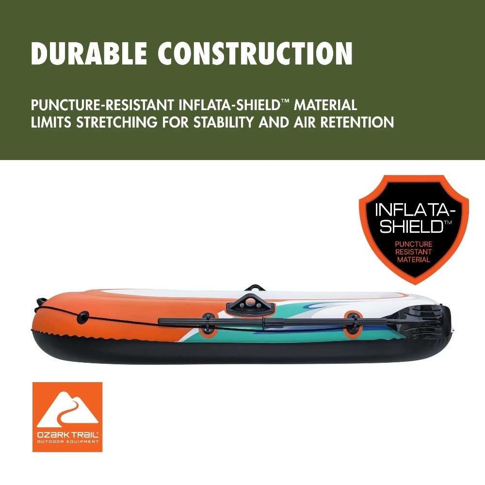 2-Person Inflatable Raft with Oars and Hand Pump for Lake River Recreation