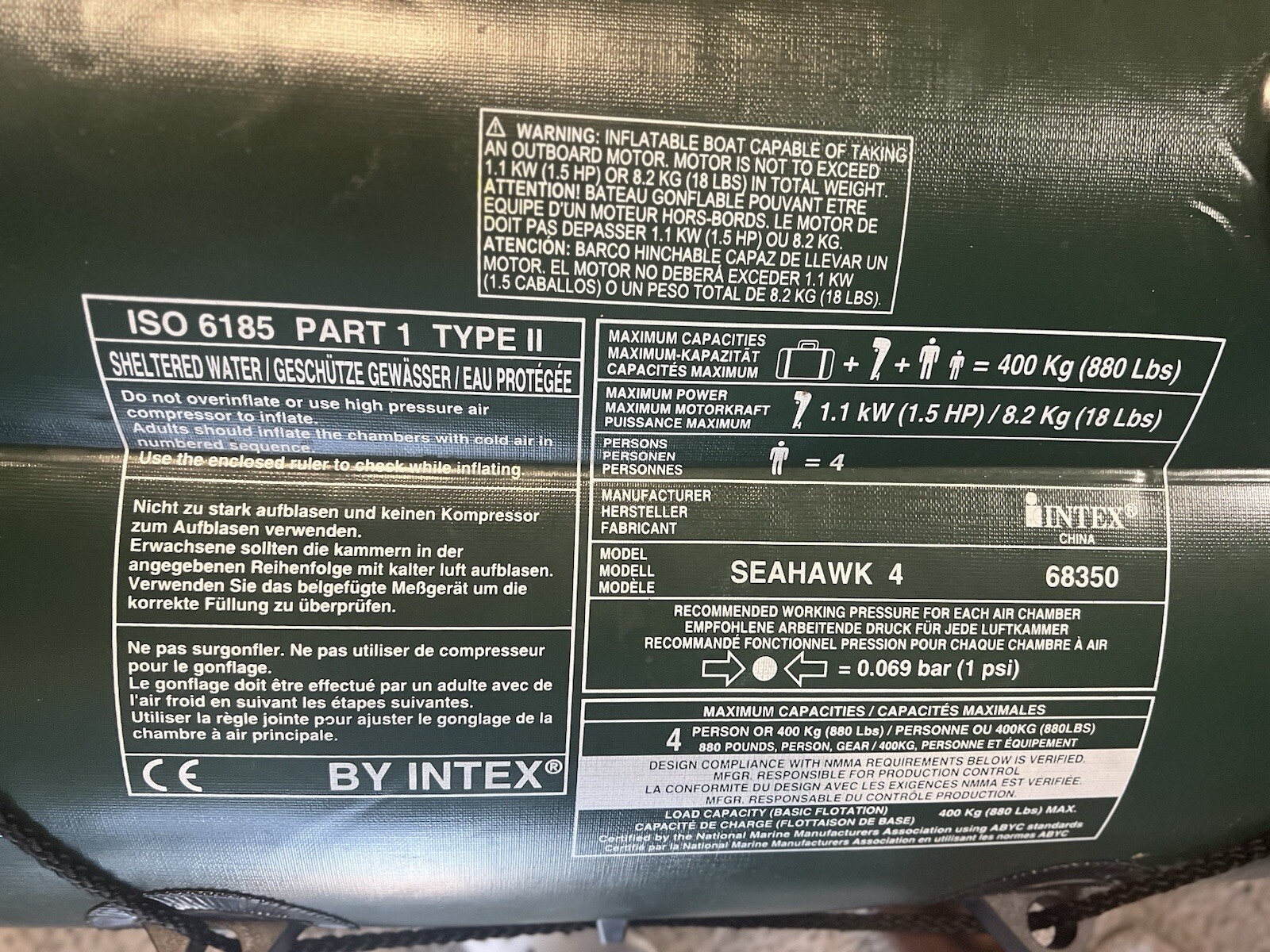 Intex 68351EP Seahawk 4 Inflatable Boat Set with Oars and Air Pump