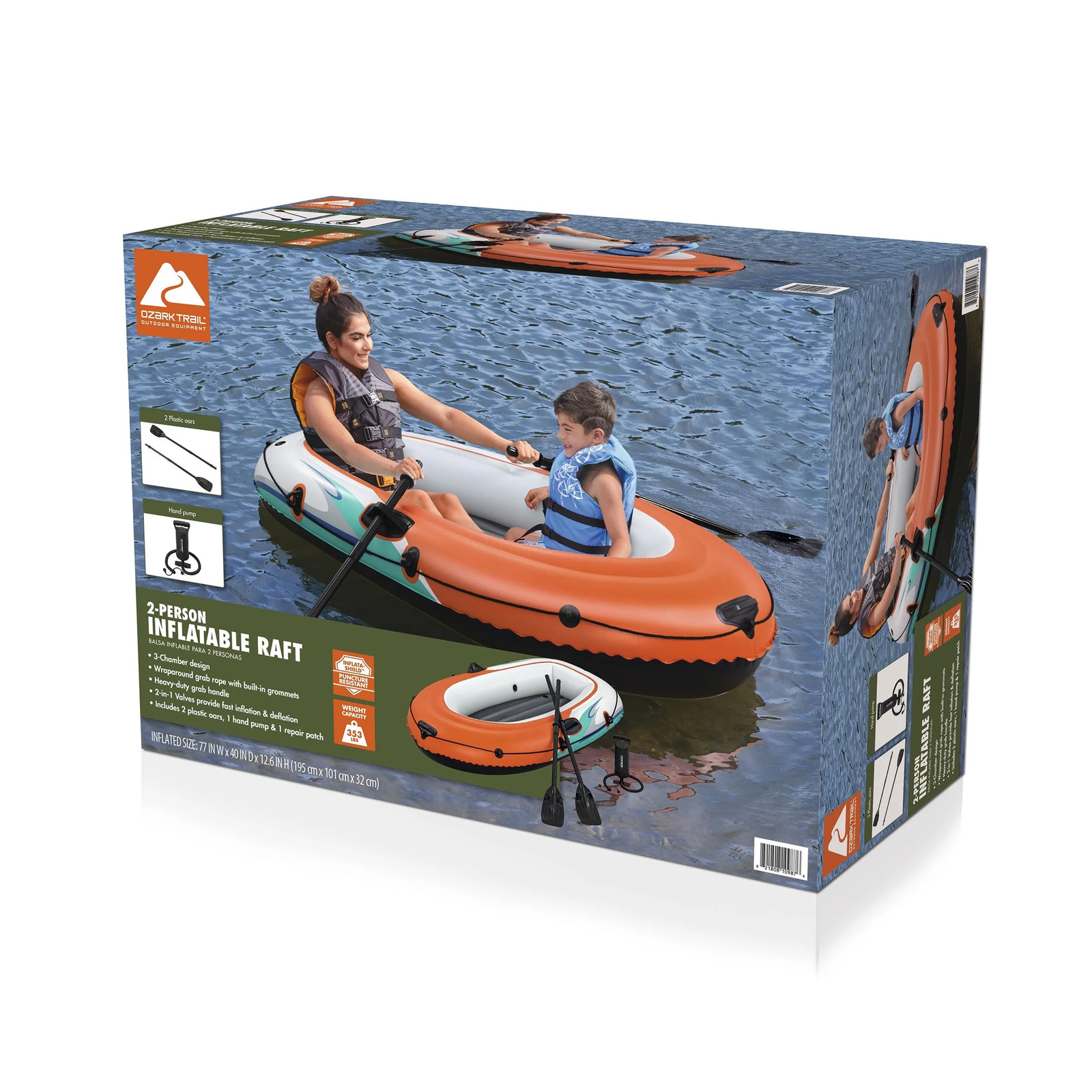 2-Person Inflatable Recreational Raft Set 6’5″ X 40″