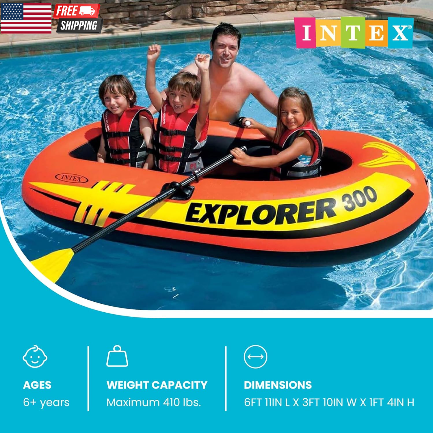 INTEX Explorer Compact Inflatable Boat Series: Dual Air Chambers – Welded Oar Lo