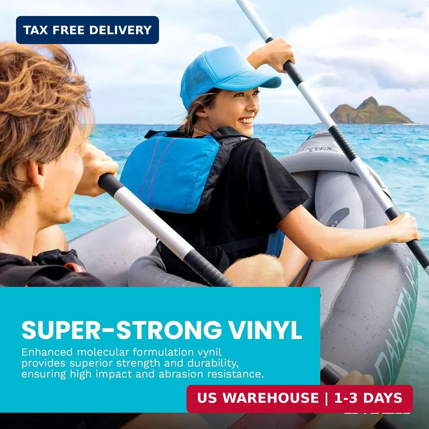 2-Person Inflatable Kayak Set, Dakota K2 with 86in Oars and Pump