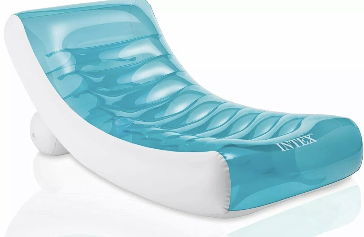 Intex Inflatable Rockin’ Lounge Swimming Pool Floating Raft Chair with Cupholder
