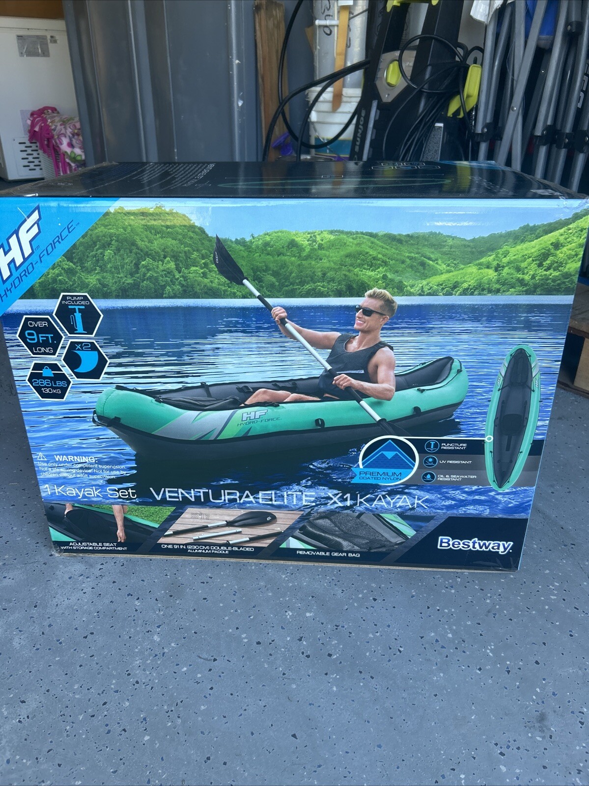 Bestway Hydro Force Inflatable Kayak Set – 1-Person Ventura Elite – Green