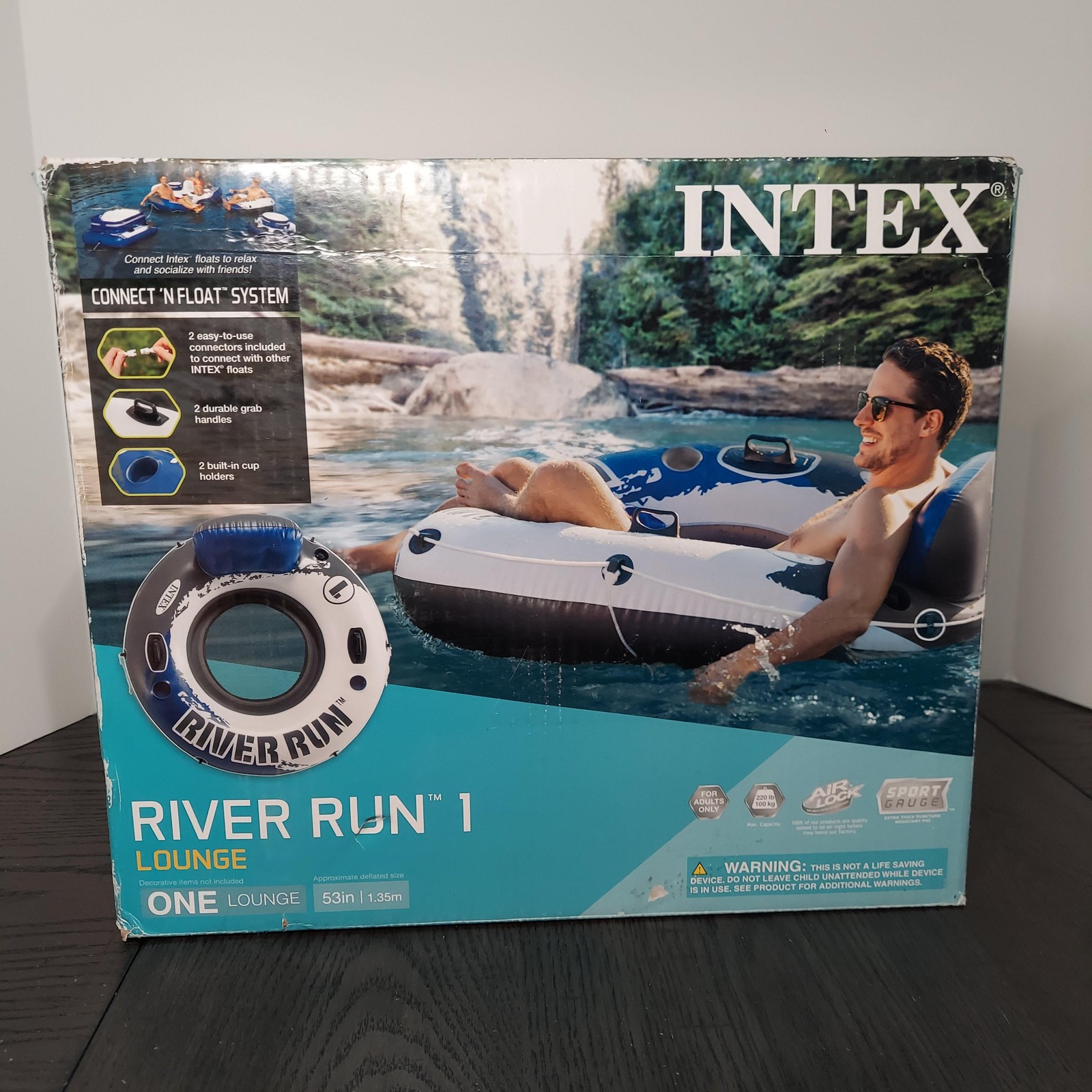 Intex River Run 1 Lounge Inflatable Float Tube Pool Lake Raft 53in New Complete