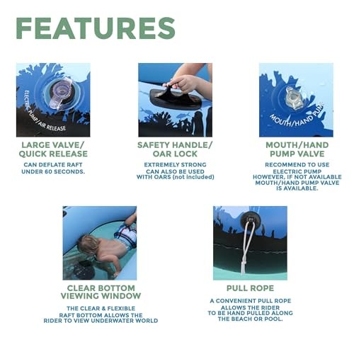 Aquavue Voyager Clear Bottom Inflatable Raft – Transparent Bottom Float for