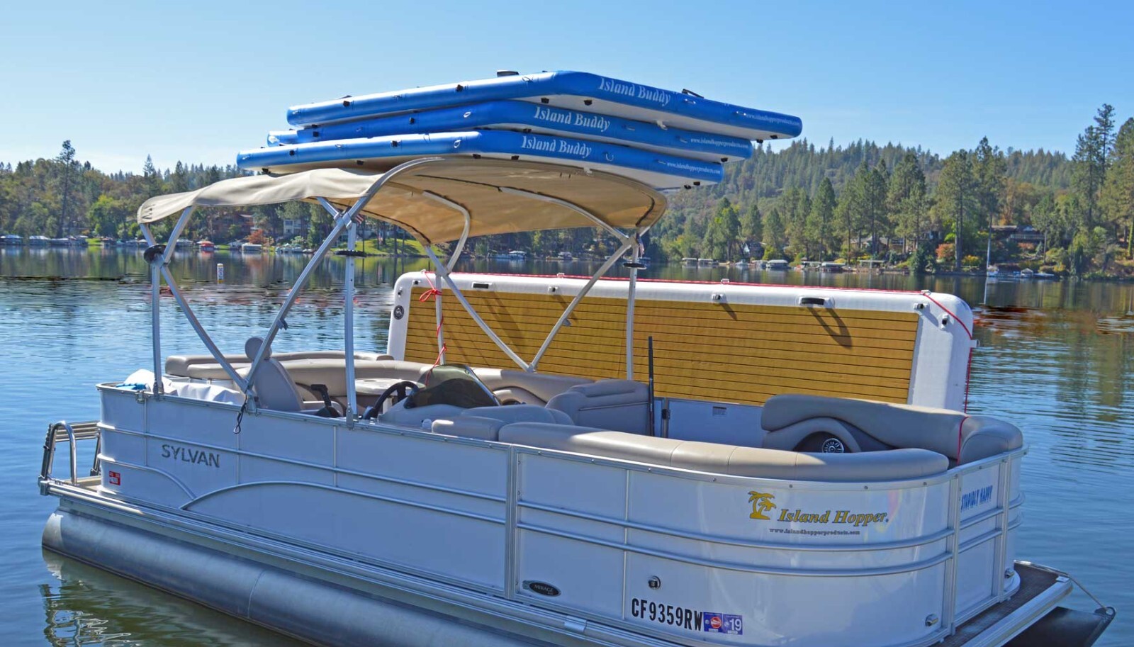 Island Hopper Inflatable Patio Dock 15′ Elite Class Water Platform – used 1 time