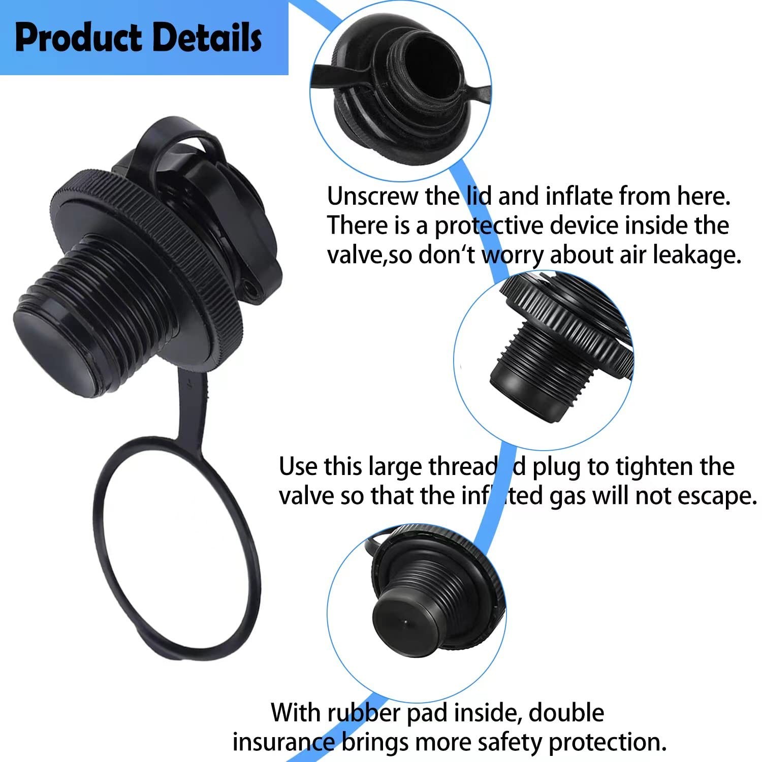 Xximuim Inflatable Boat Air Valve,2PCS Replacement Caps Boat…