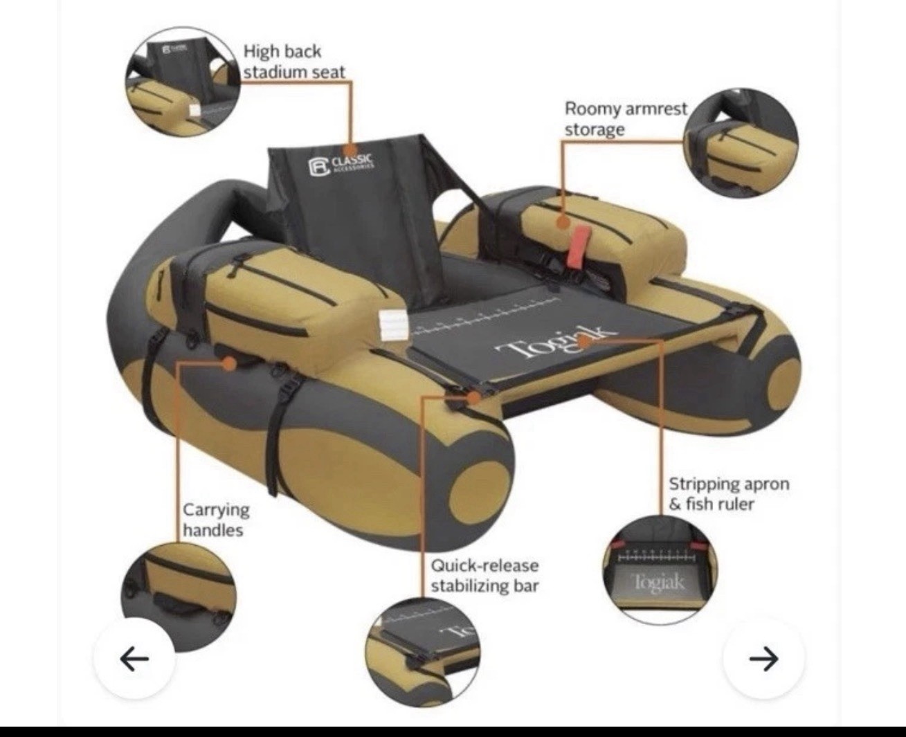 Togiak Float Tube for Fly Fishing Personal Belly Boat Inflatable River Pontoon