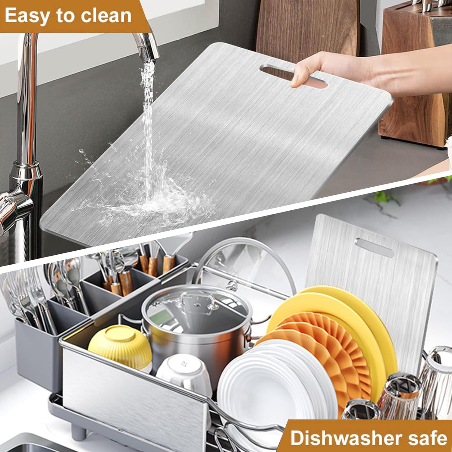 New Titanium Cutting Board-Stainless Steel Cutting Boards for Kitchen,Double-Sid