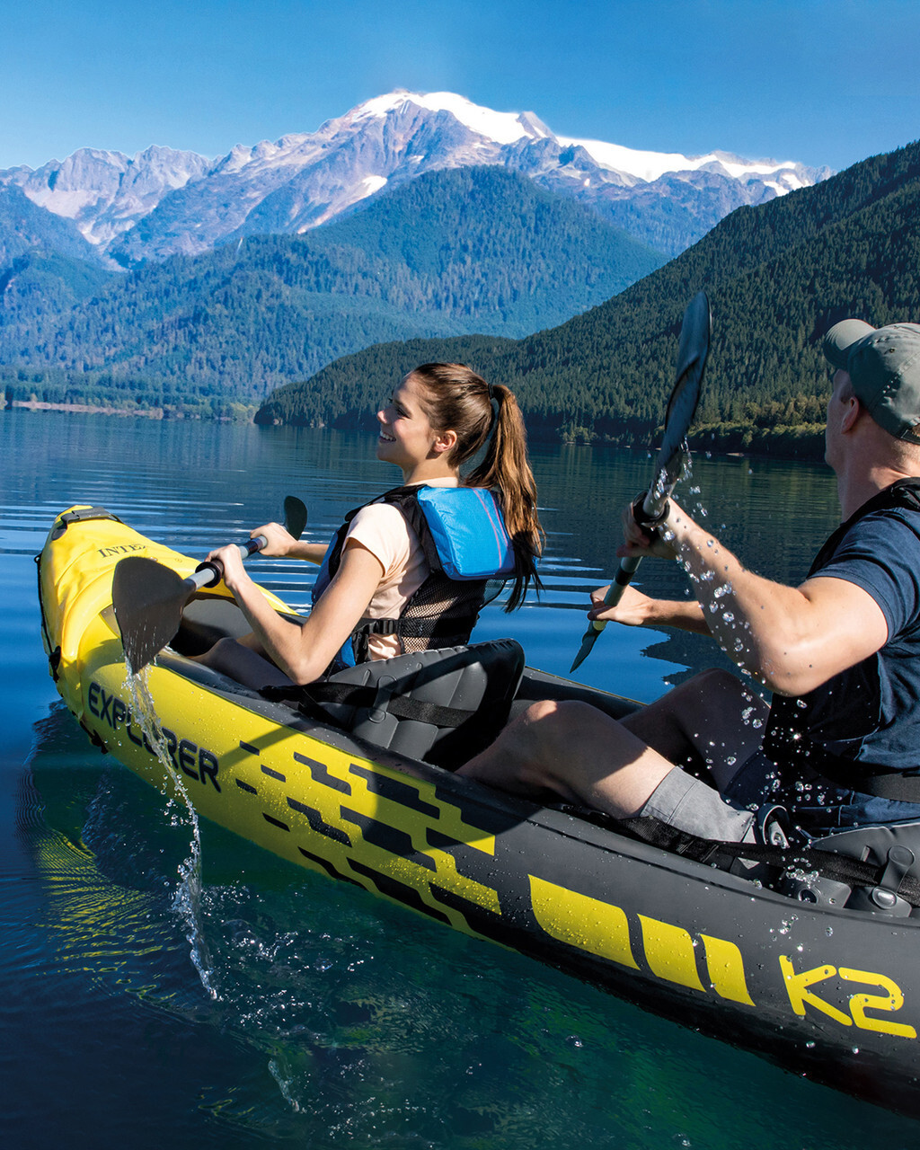 Intex Explorer K2 Inflatable Kayak – 2 Person with 2 Paddles/Oars and Air Pump