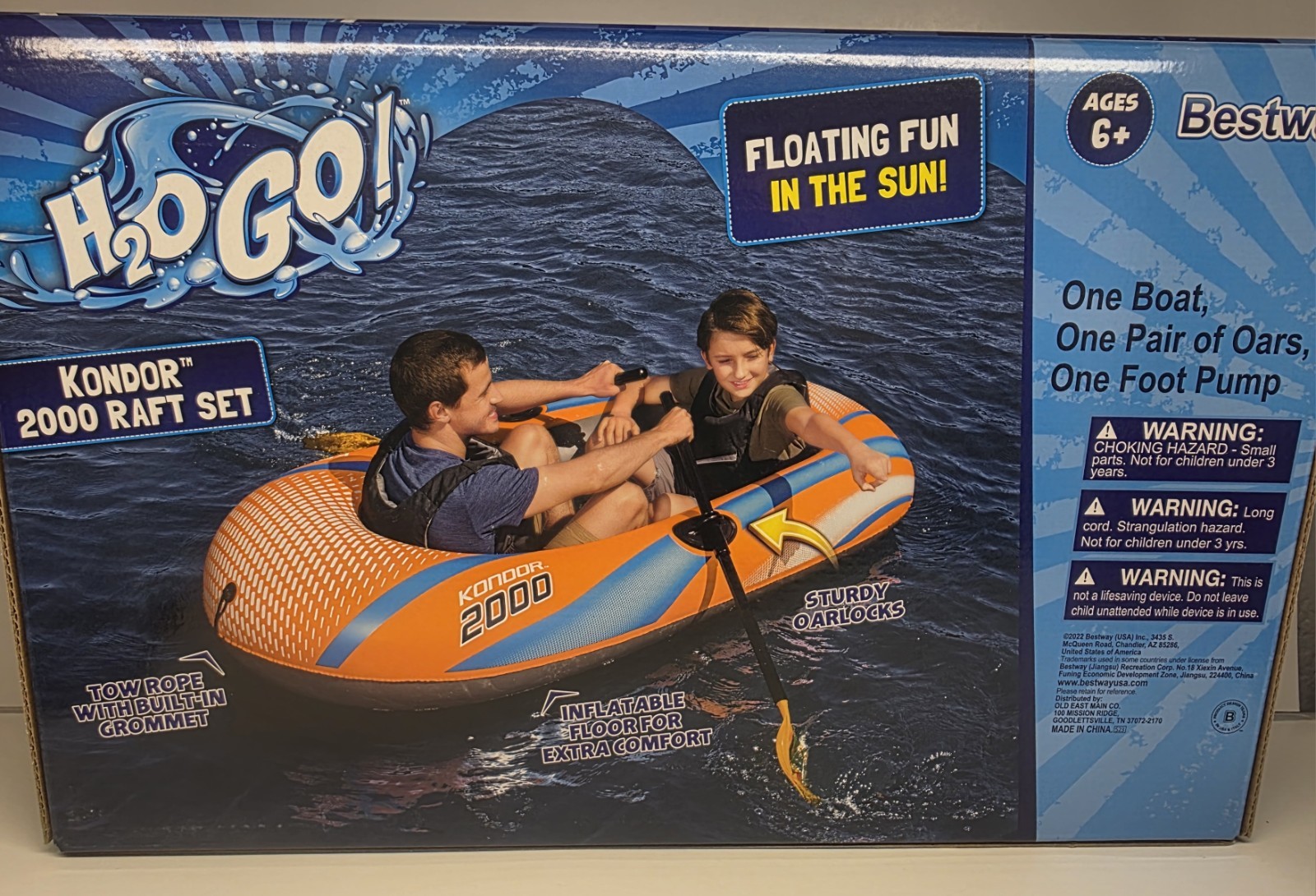 Bestway H2O Go 6 Feet 5 Inches x 45 Inches Kondor 2000 Inflatable Boat 61100E