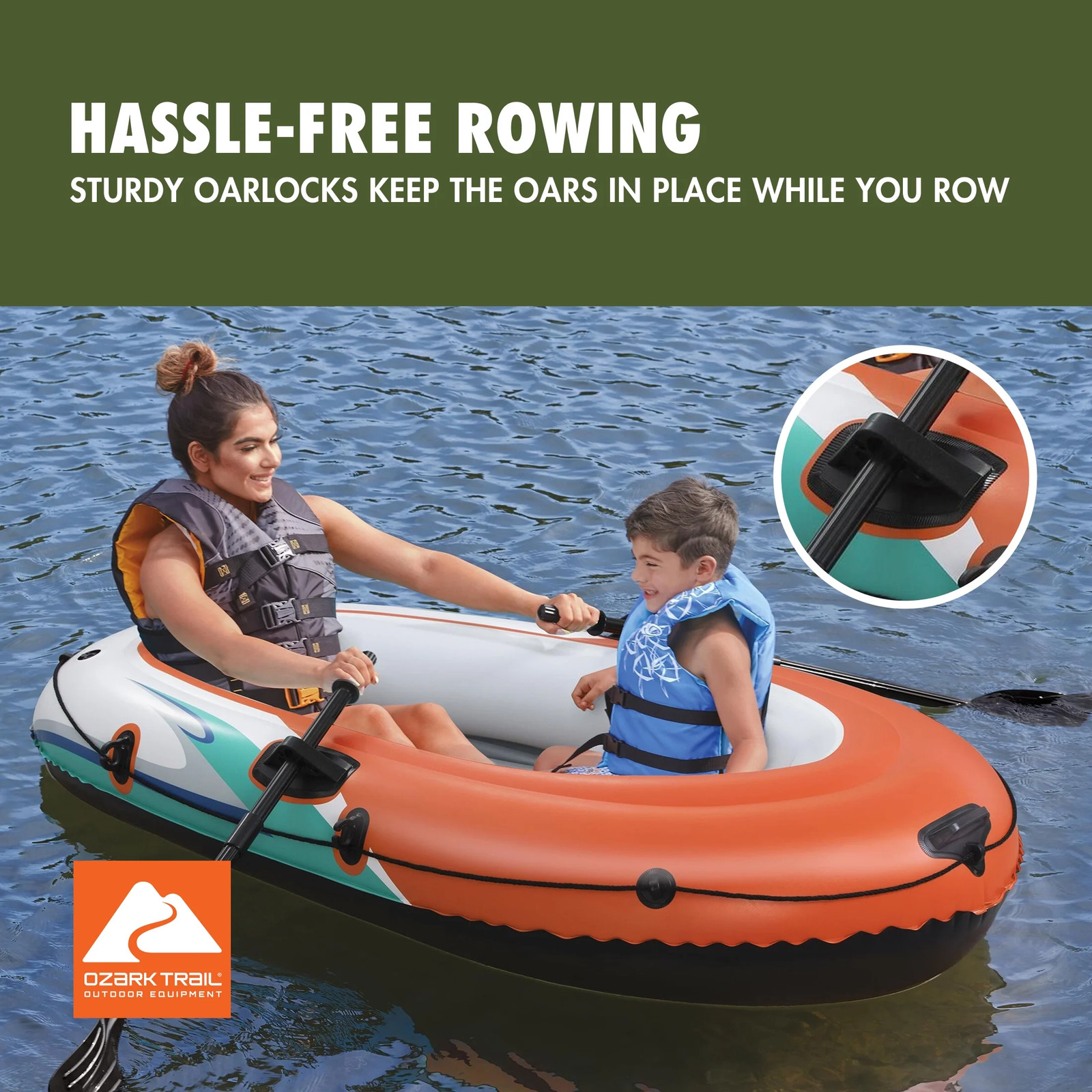 2-Person Inflatable Recreational Raft Set 6’5″ X 40″
