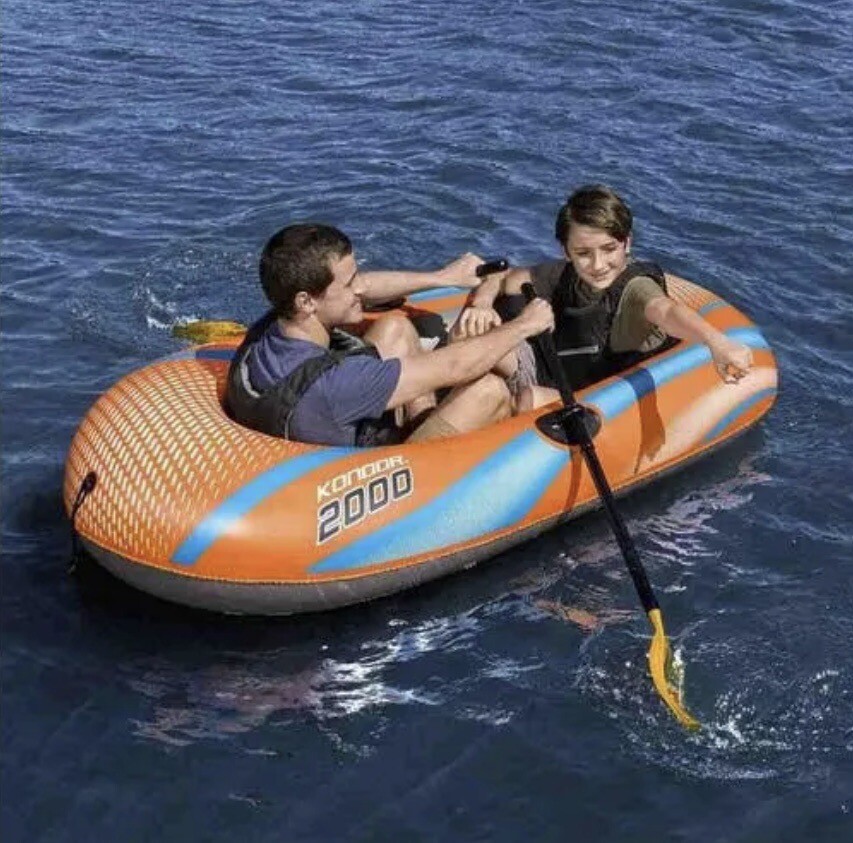 NEW Bestway 61142E Kondor 2000 Raft Set Inflatable Boat Orange
