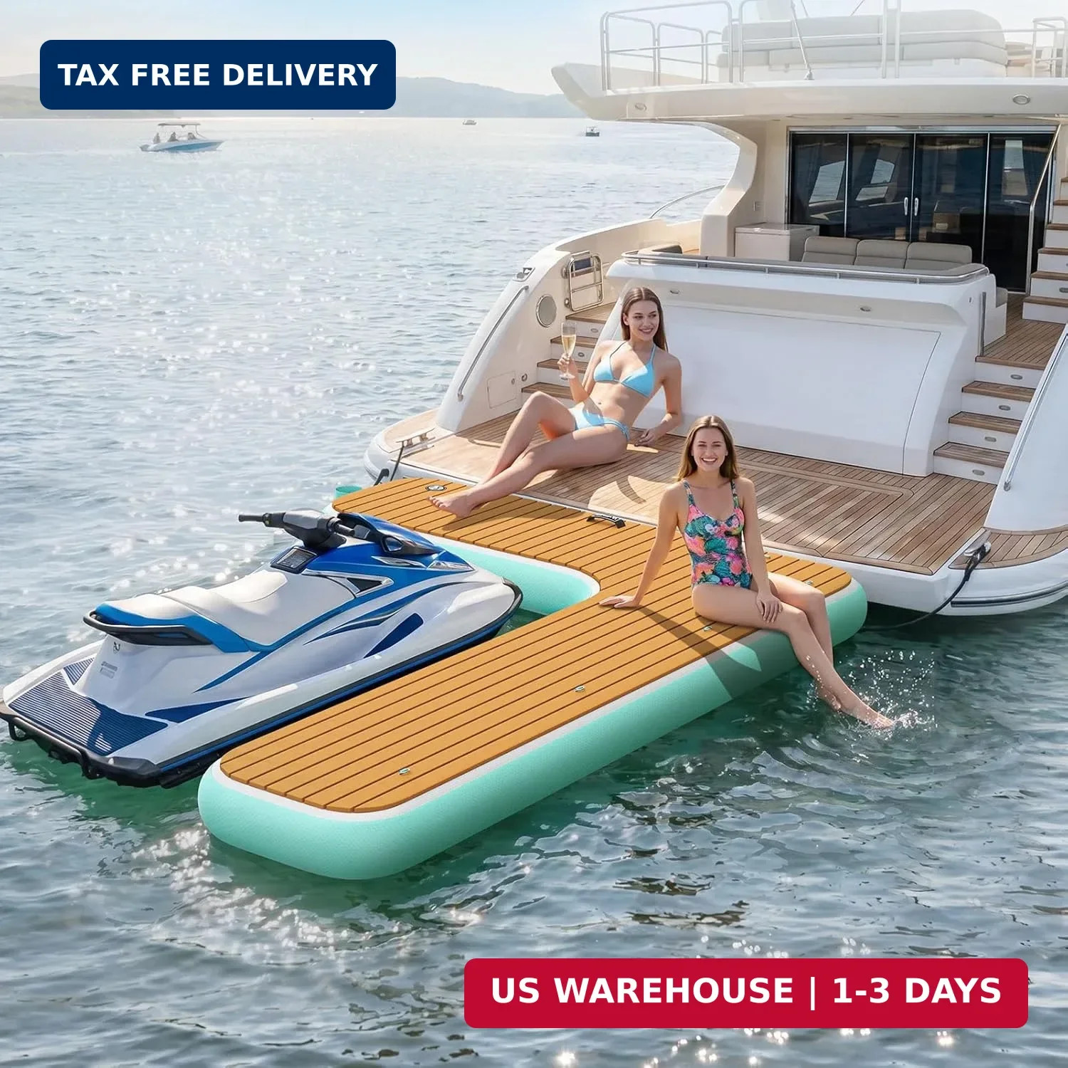Inflatable Jet Ski Dock, 10ft/8ft Inflatable Floating Dock for Lake Ocea