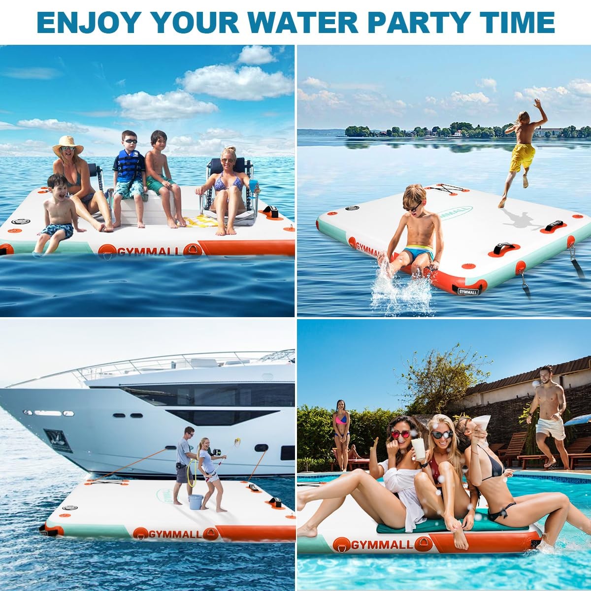 GYMMALL Inflatable Floating Dock Platform, 8ft*6ft Air Dock Platform Floating…