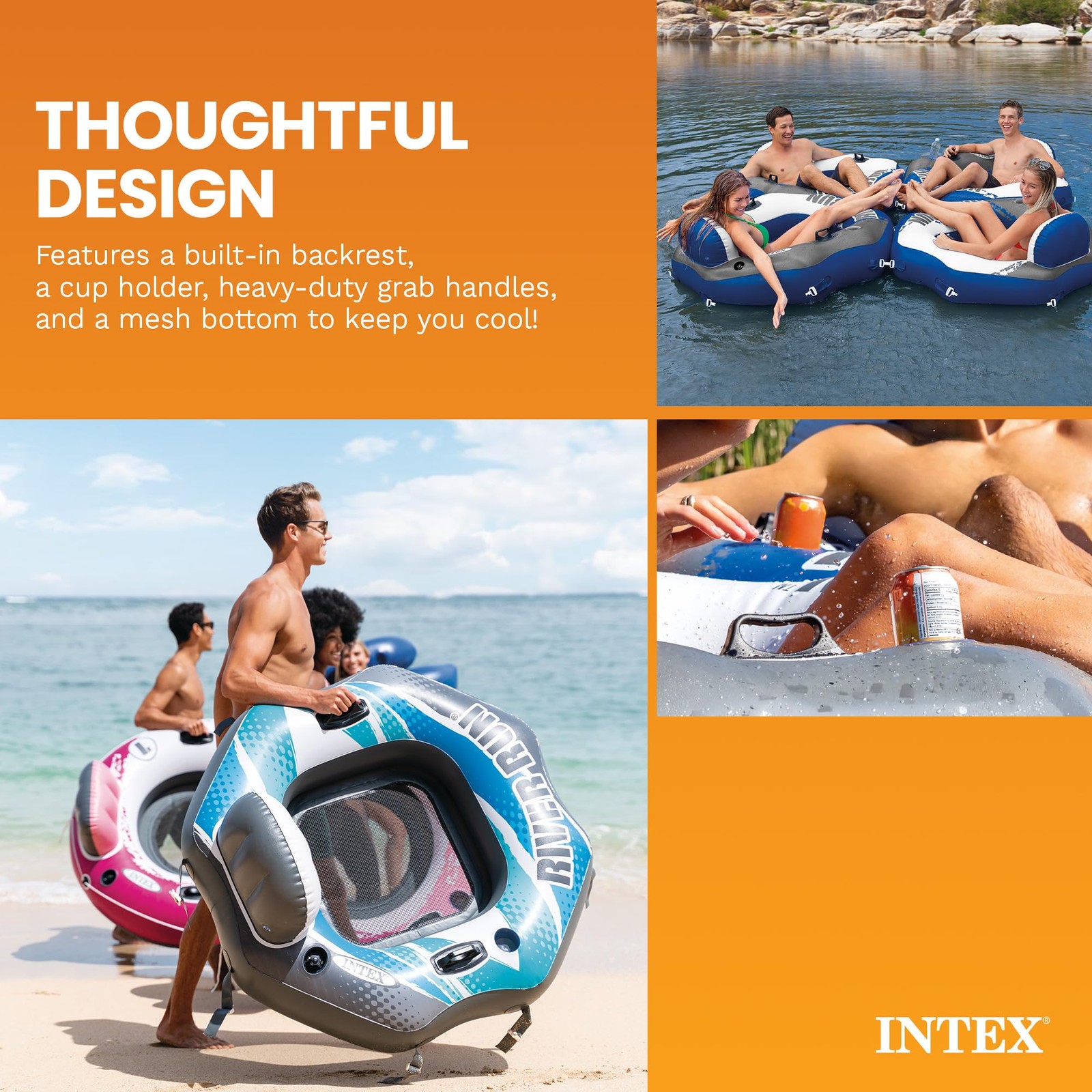 Inflatable Lounge 4 Pack Floating Lake River Run Connect Intex 58854EP Adults
