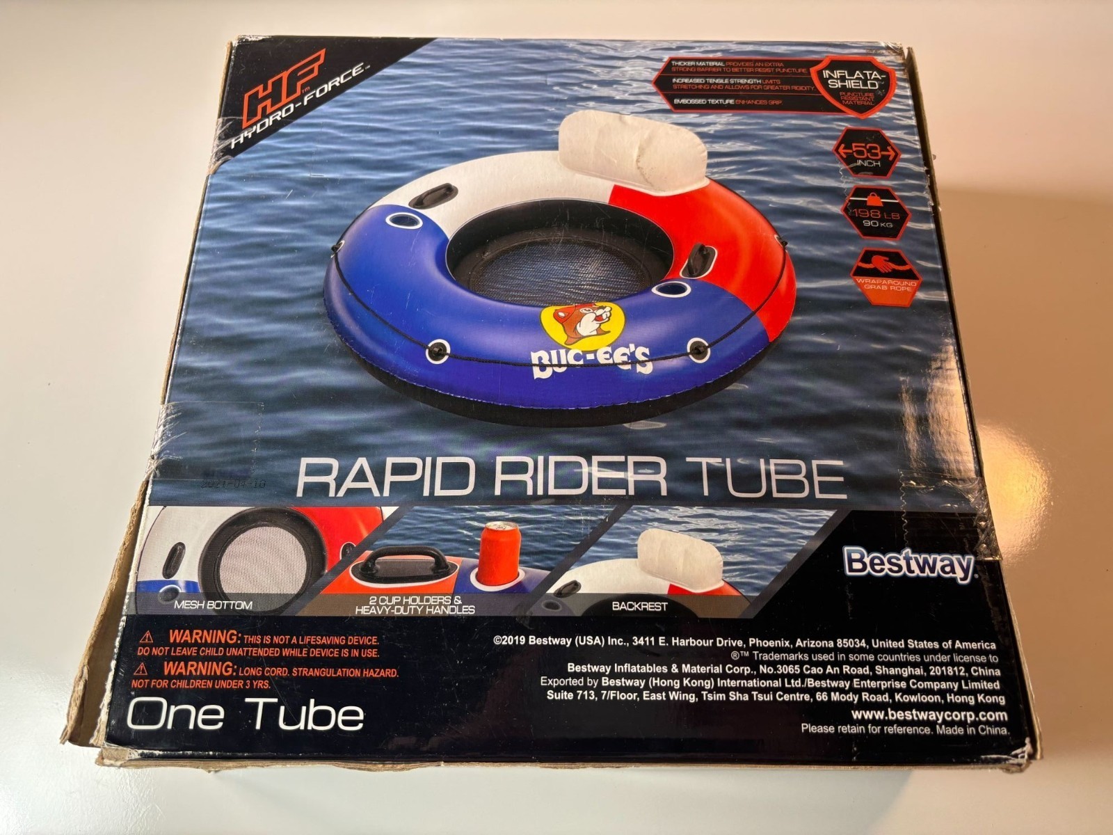 Bestway BUC-EE’s Hydro-Force Rapid Rider Tube – Red, White and Blue Tubing Float