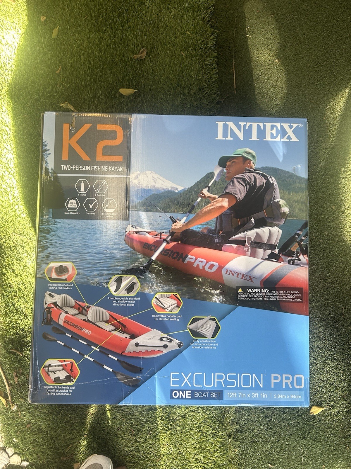 Intex 68309EP Excursion Unisex’s Excursion Pro K2 Inflatable Kayak – Red