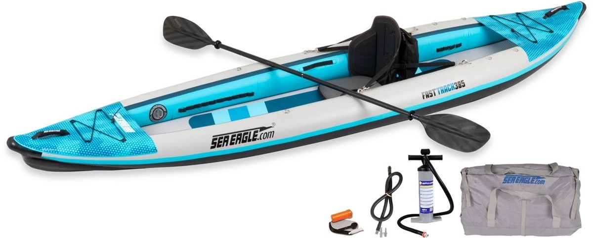 Sea Eagle 385ft V-Bottom Pro Solo FastTrack™ Package Inflatable Kayak – 1 Seat