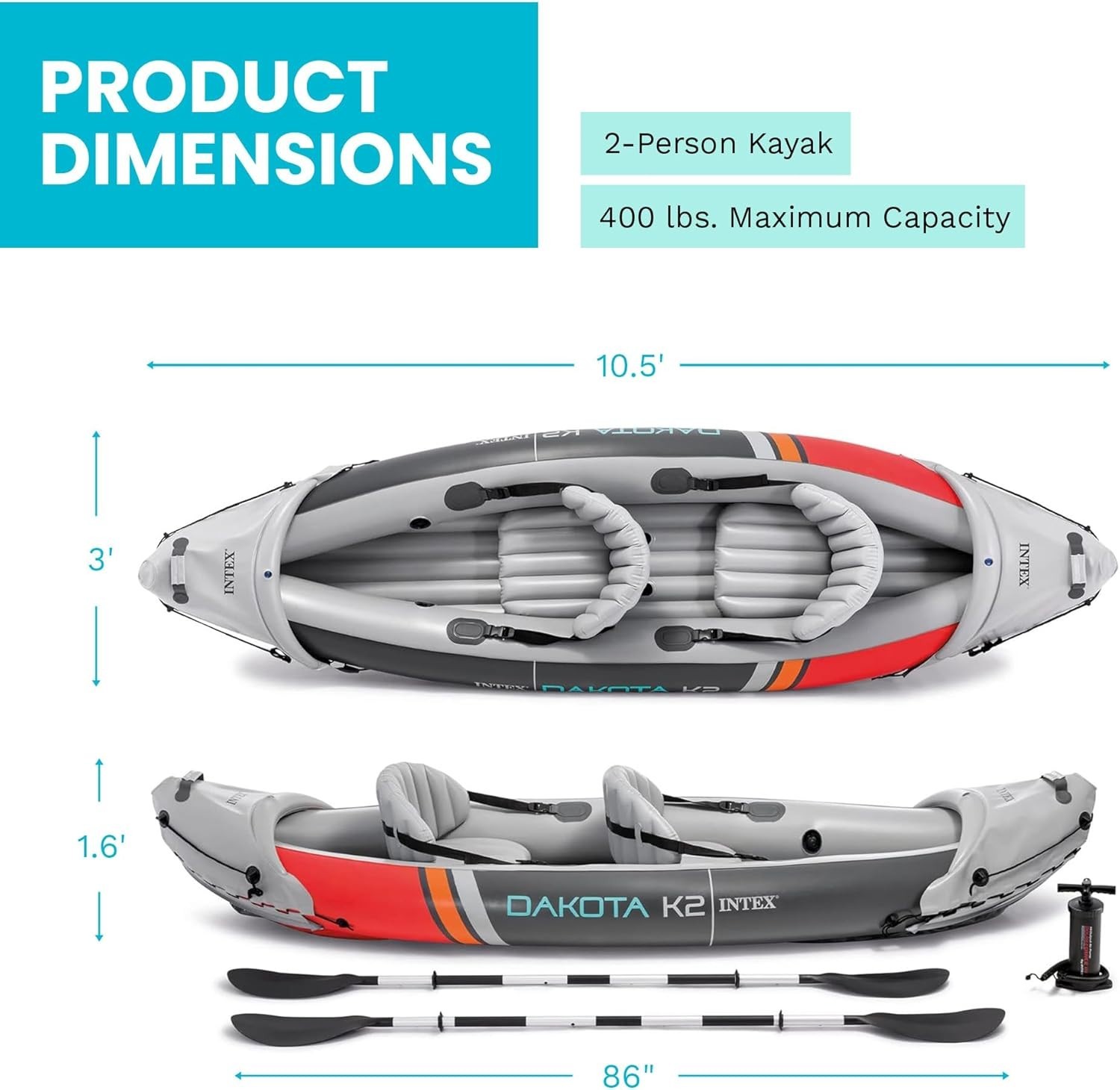 Versatile Dakota K2 Inflatable Kayak for 2: Perfect for Adventure & Relaxation