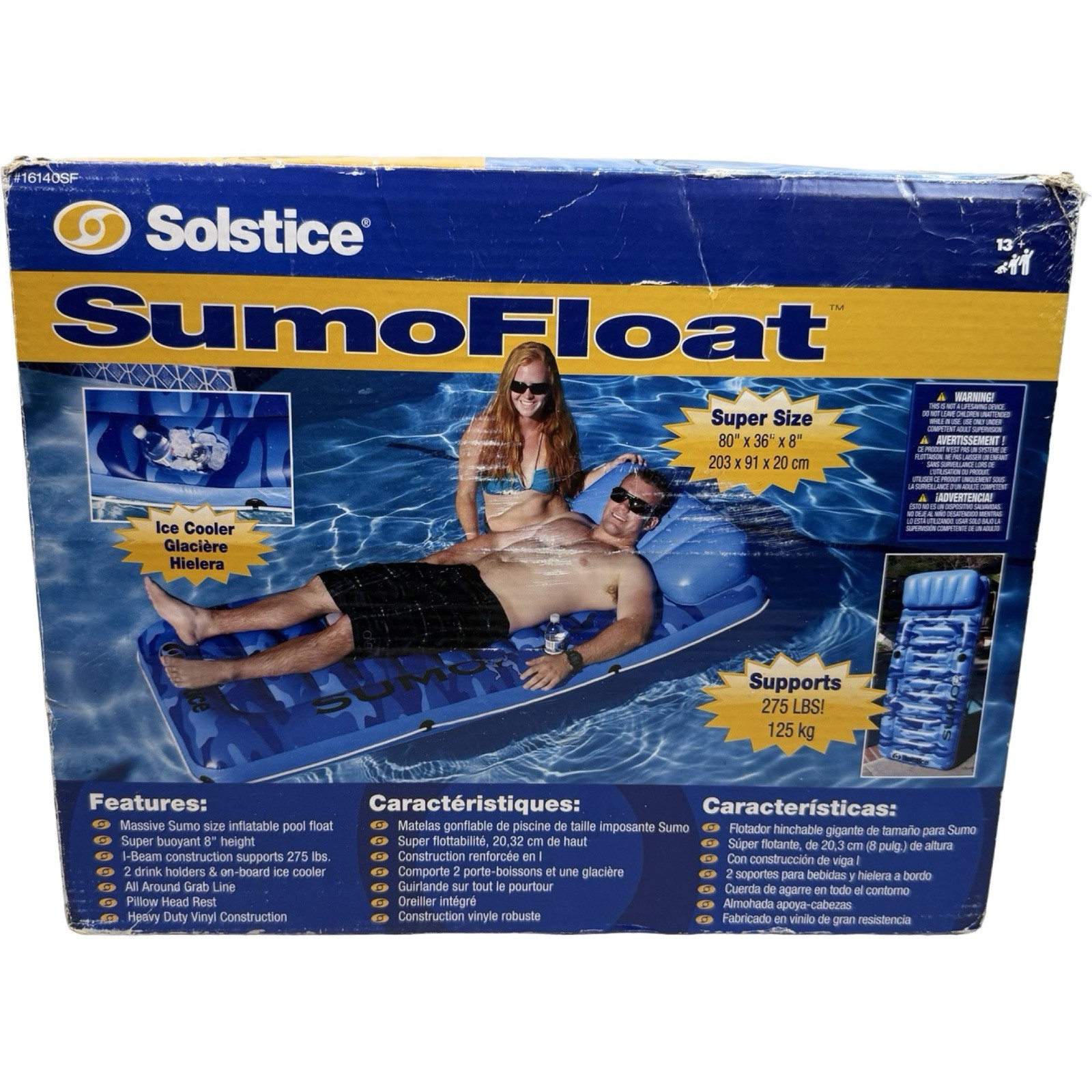 Solstice Massive Sumo Size Inflatable Swimming Pool Float Pillow Head Rest Camo