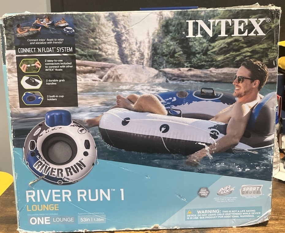 Intex River Run 1 Blue/White 53in Inflatable Tube w/ Backrest & Cups