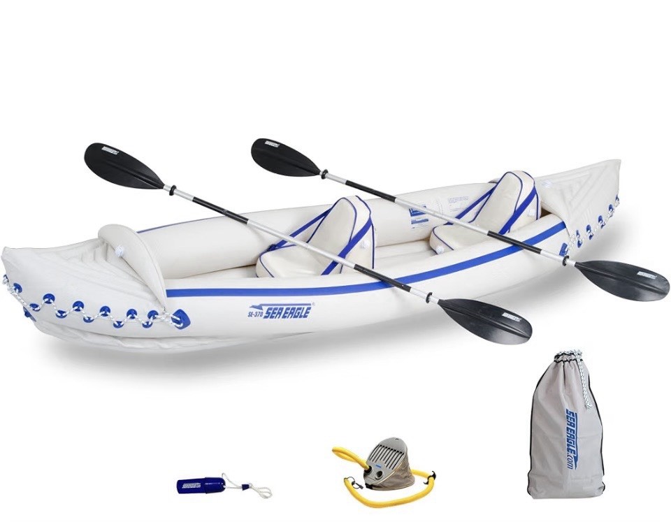 Sea Eagle Inflatable tandem Kayak w/ Paddles, Pump & Carry Bag retails for 450
