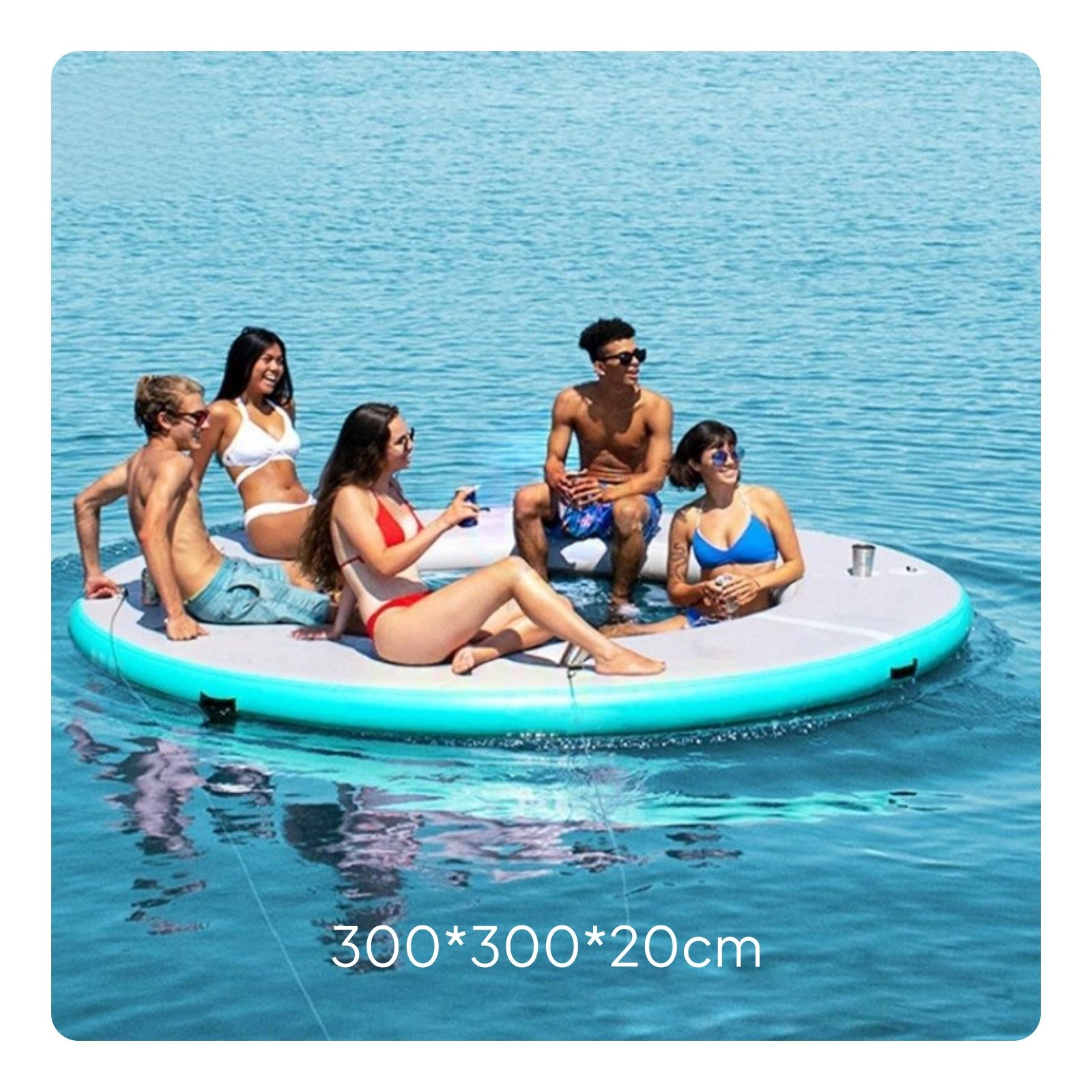 1 Piece Round Inflatable Dock Portable Buoyant Island Raft with Drop Stitch PVC