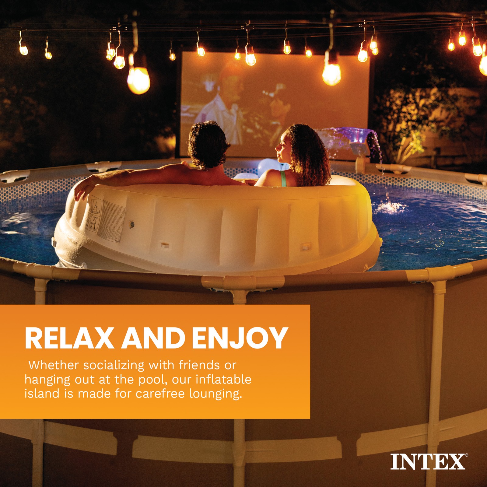 Intex Canopy Island 78″ X 59″ Inflatable Water Lounge Raft 58292EP (Open Box)