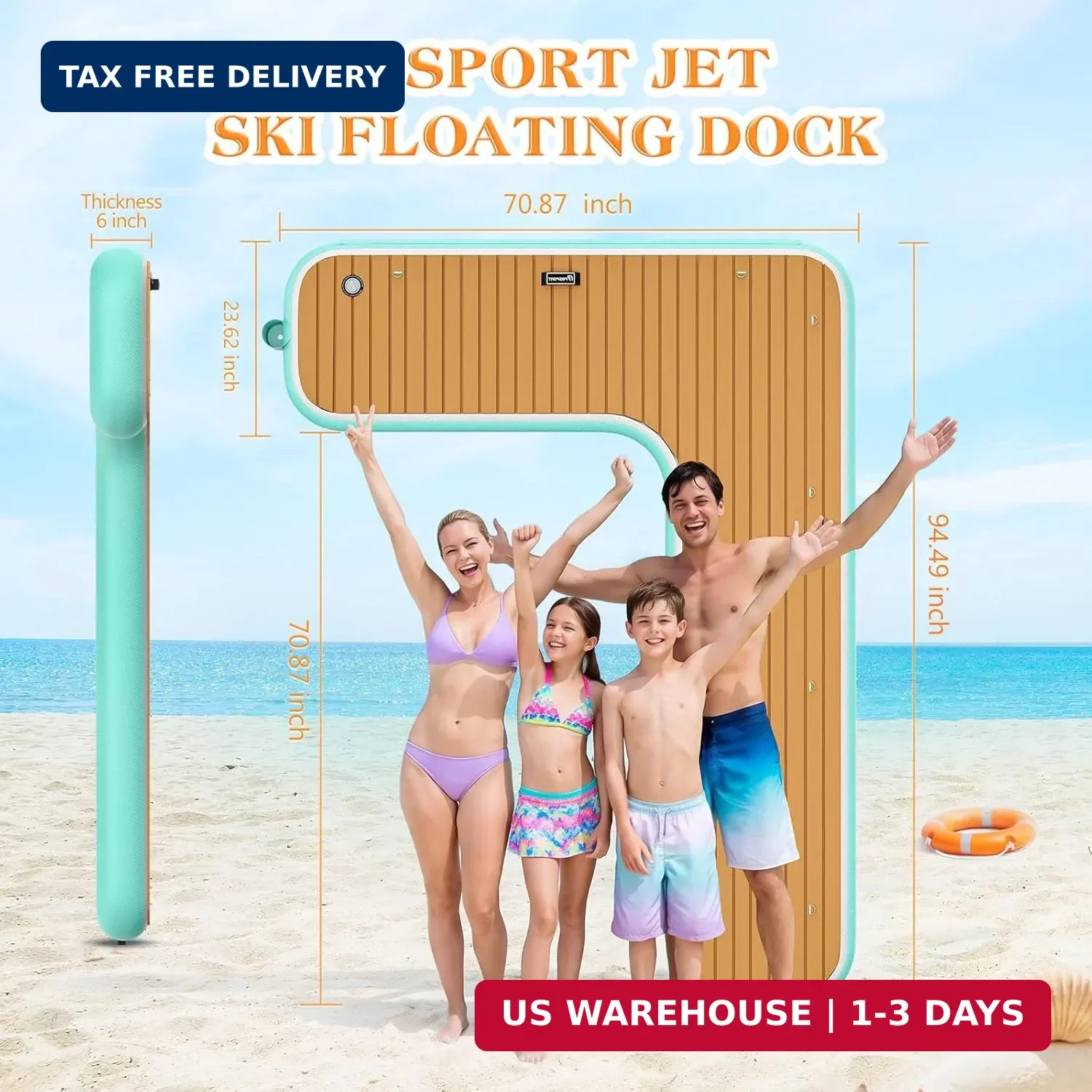 Inflatable Jet Ski Dock, 10ft/8ft Inflatable Floating Dock for Lake Ocea