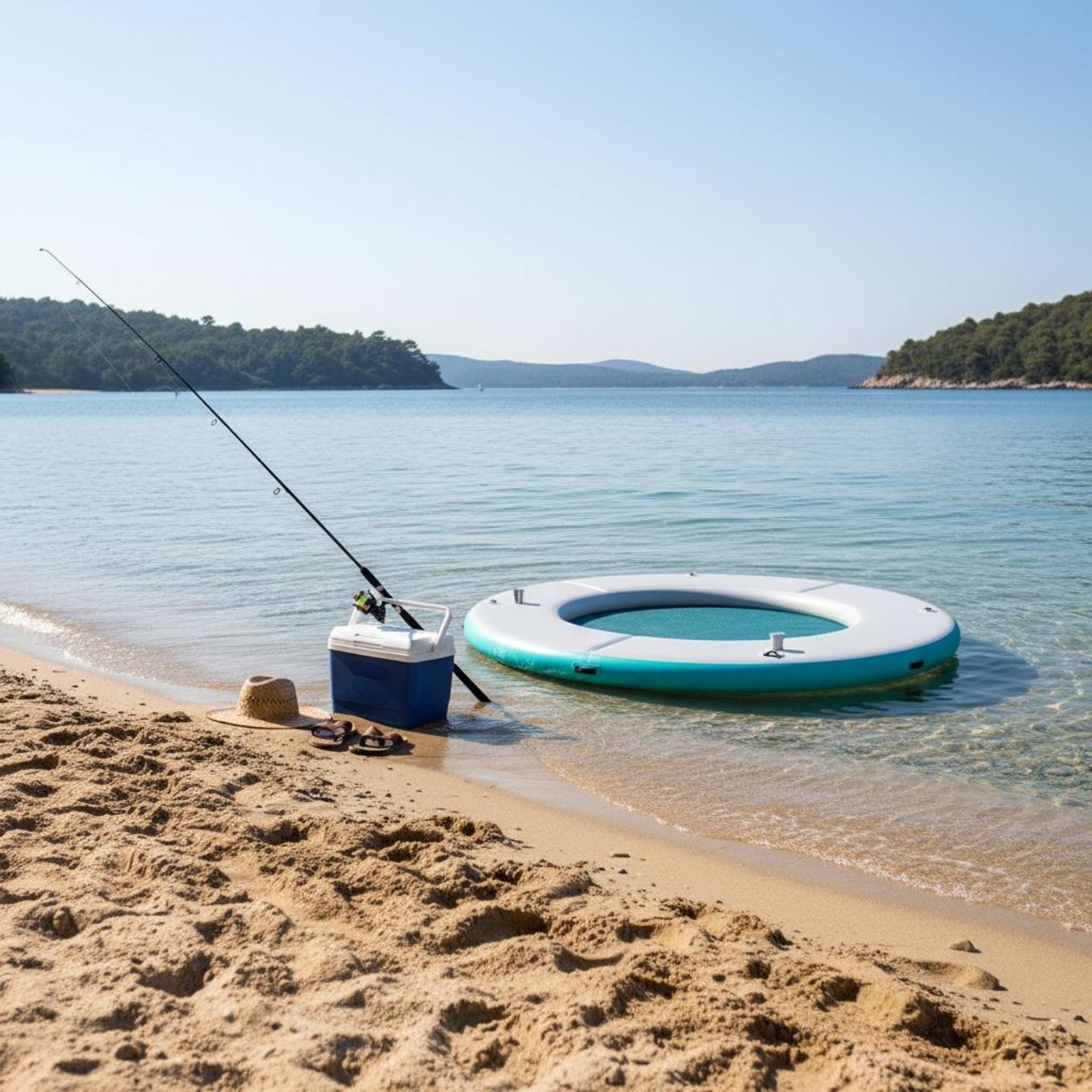 1 Piece Round Inflatable Dock Portable Buoyant Island Raft with Drop Stitch PVC