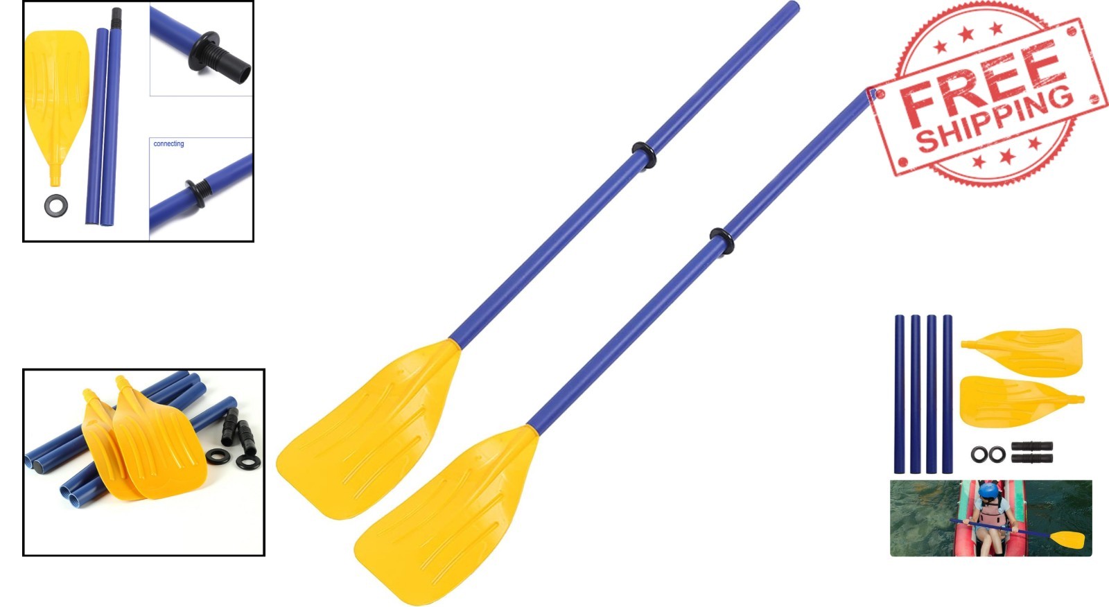 Adjustable Lightweight PVC Kayak Oars for Kids – Perfect for Pools & Lakes