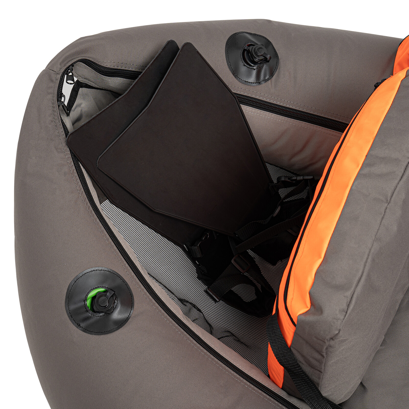 Inflatable Fishing Boat Foldable With Adjustable Backrest Seat Gray 130kg