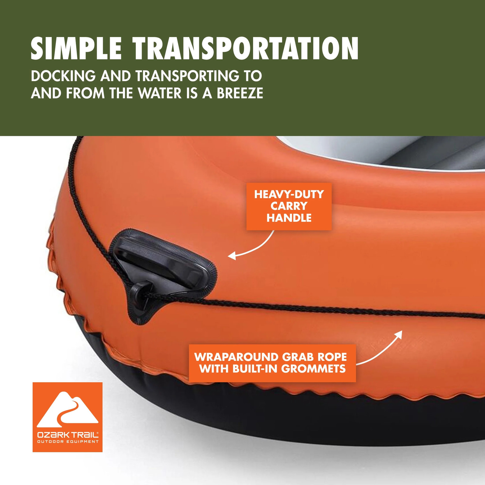 2-Person Inflatable Recreational Raft Set 6’5″ X 40″
