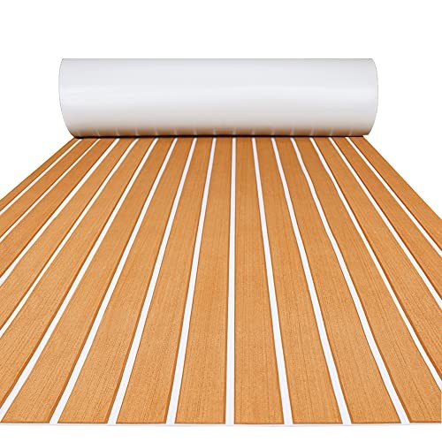 FOCEAN EVA Foam Boat Flooring Sheet – Brown with White Lines