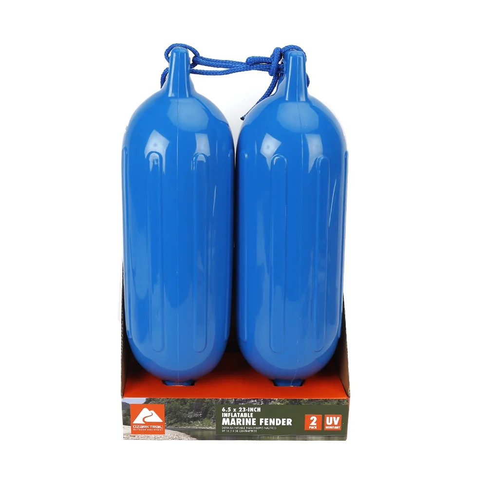 Ozark Trail 6.5×23″ Boat Fenders 2-Pack Blue w/Lines & Buoys